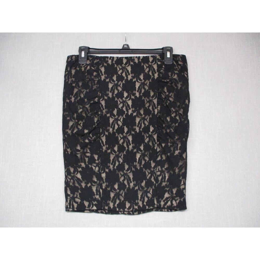 Stooshy Goth whichy Black Lace Floral Elegant Trendy Pencil Skirt Womens Size XL
